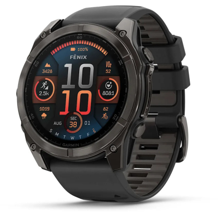 Garmin Fenix 8 AMOLED Sapphire 51mm Dark Gray / Black Silicone Band (010-02905-21 | 010-02905-63)